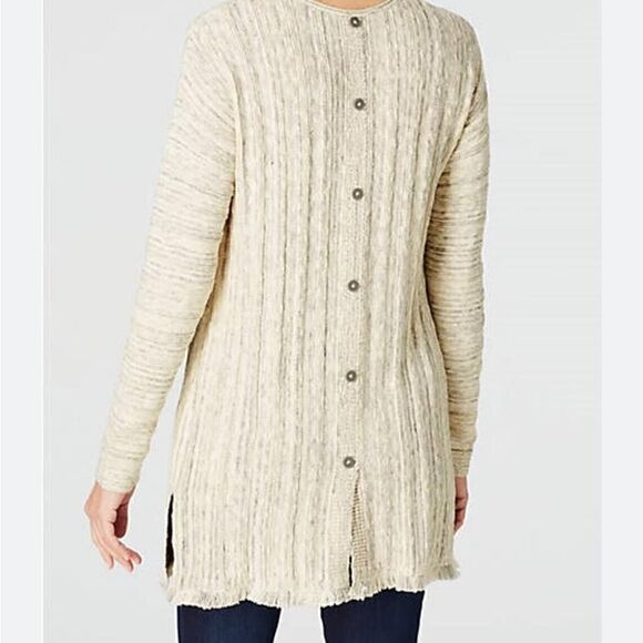 - J Jill Marled ivory/grey linen my sweater Size M - Picture 3 of 10